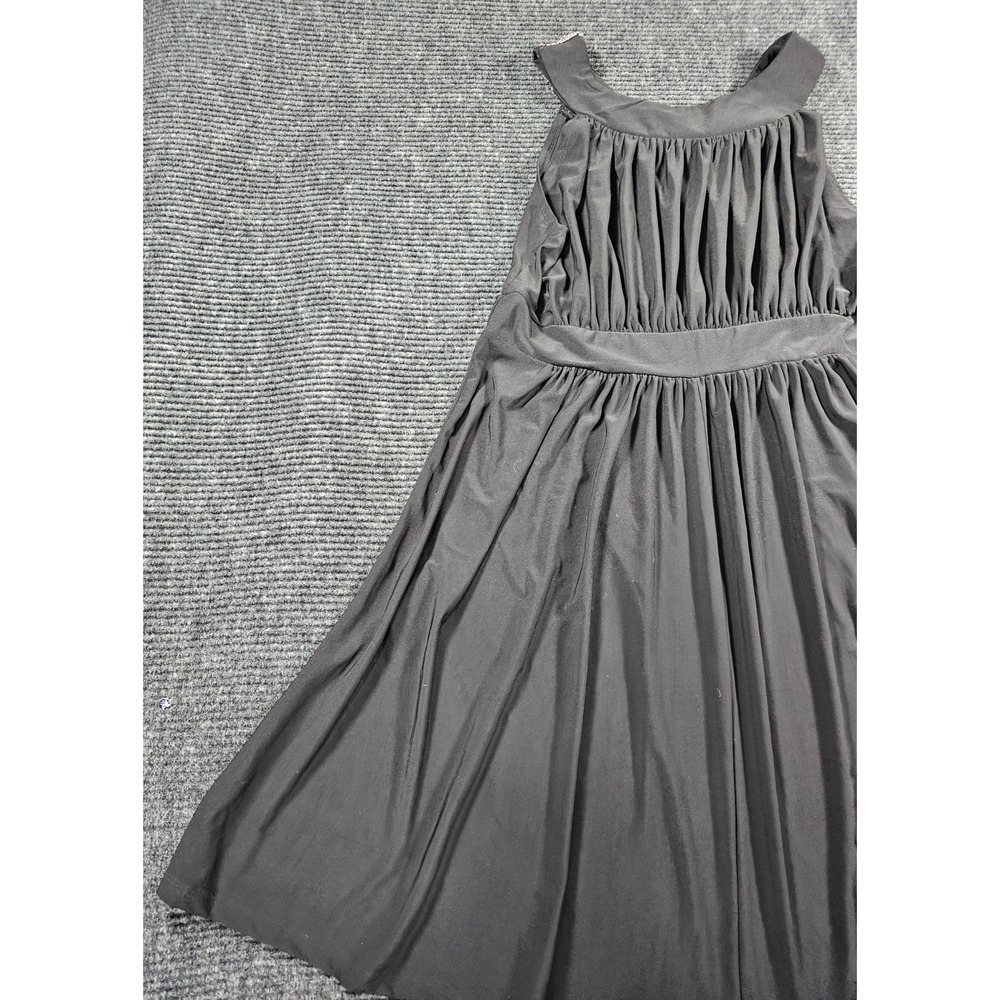 Haani A Line Dress Womens 1X Black Stretch Sleeveless Pleated Beaded Embellished - Picture 7 of 16